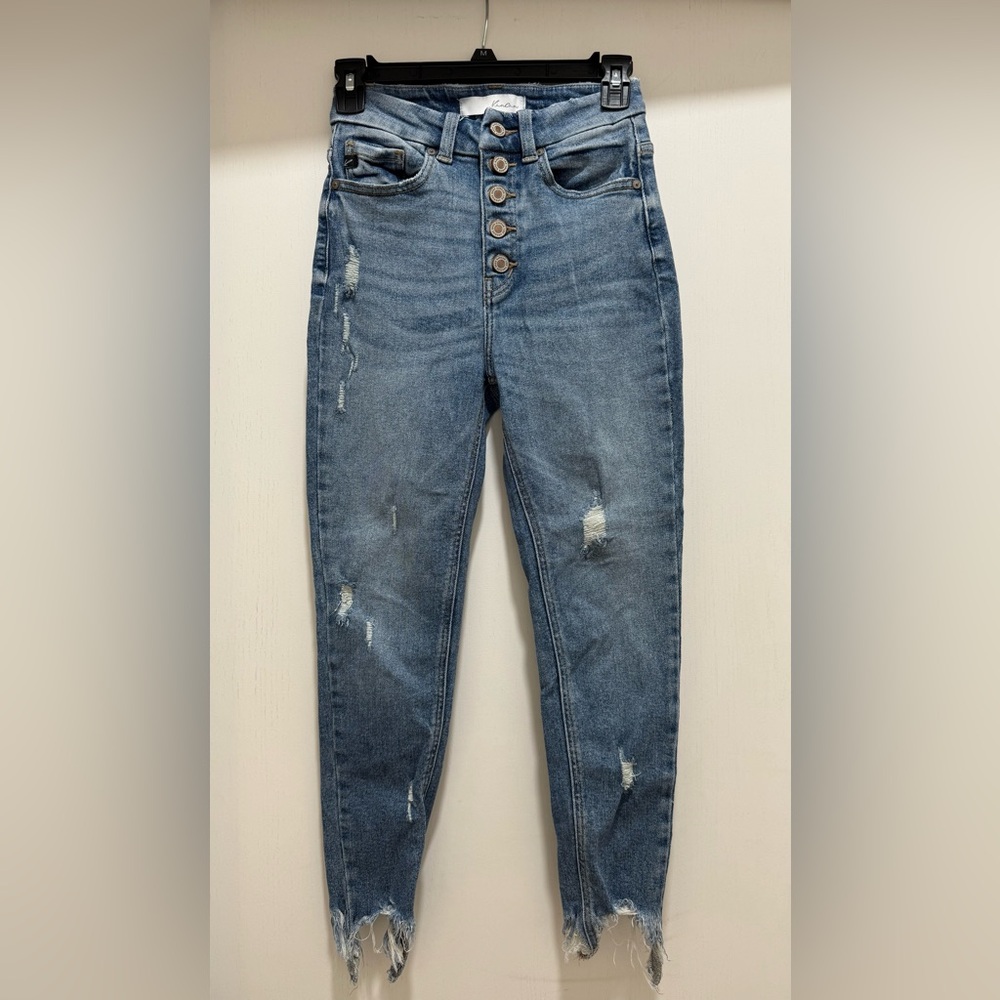 Stylish Blue Distressed Women's Jeans